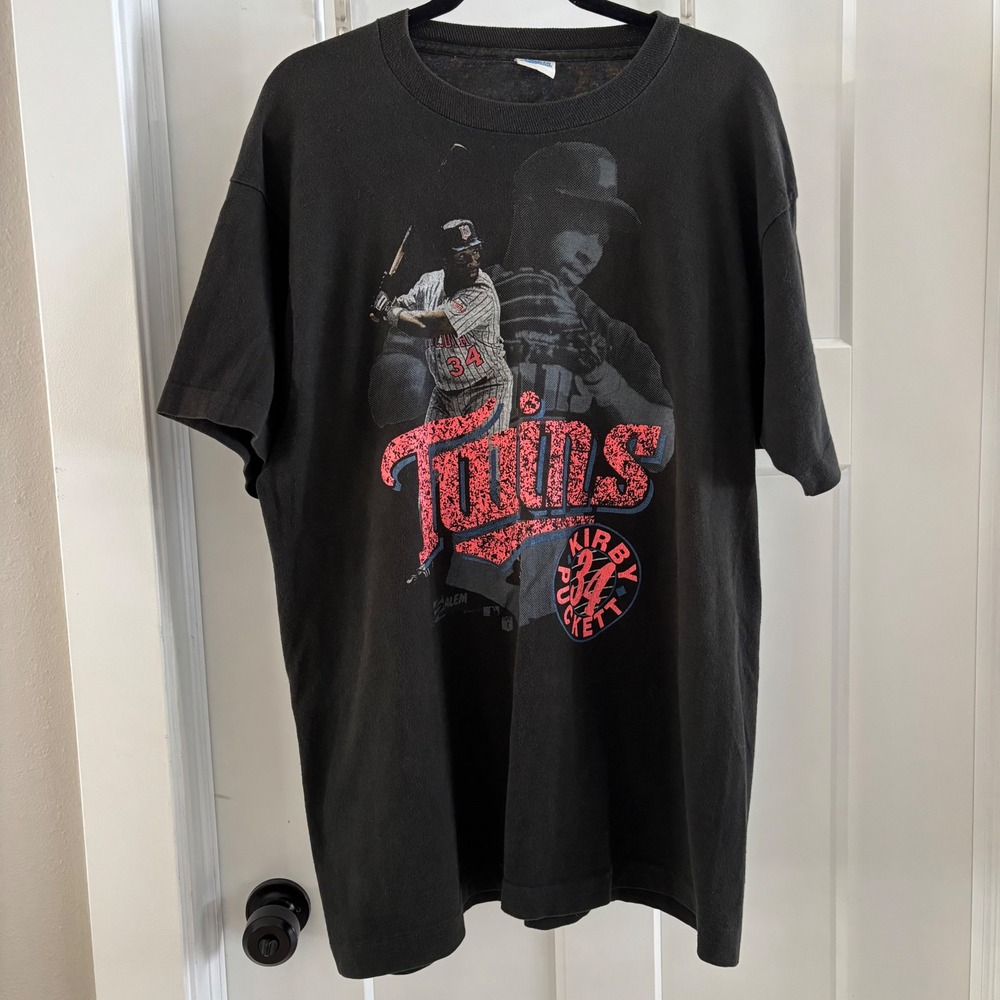 Vintage 90s Minnesota Twins‎ Kirby Puckett Baseball T Shirt Mens XL Salem Sports